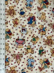 VINTAGE 1996 Teddybears on Cream (Fabric Traditions) – BTFQ: 18” x 22”