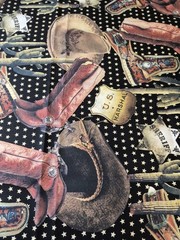 Robert Kaufman Cowboy Fabric 2 Yards Western Boots Hats Cotton Quilting USA
