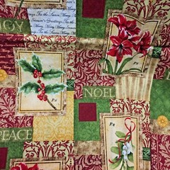 Holiday Christmas’ Tis the Season’ Florals Scrip cotton fabric BTHY 18″ x 42″