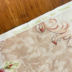 1.2 YD Vintage Floral Flourish Polished Cotton Decor Fabric Beige Cyrus Clark