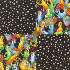 Ghastly Ghosts and Moonlight Stars Cotton Novelty Craft Fabric Squares my8