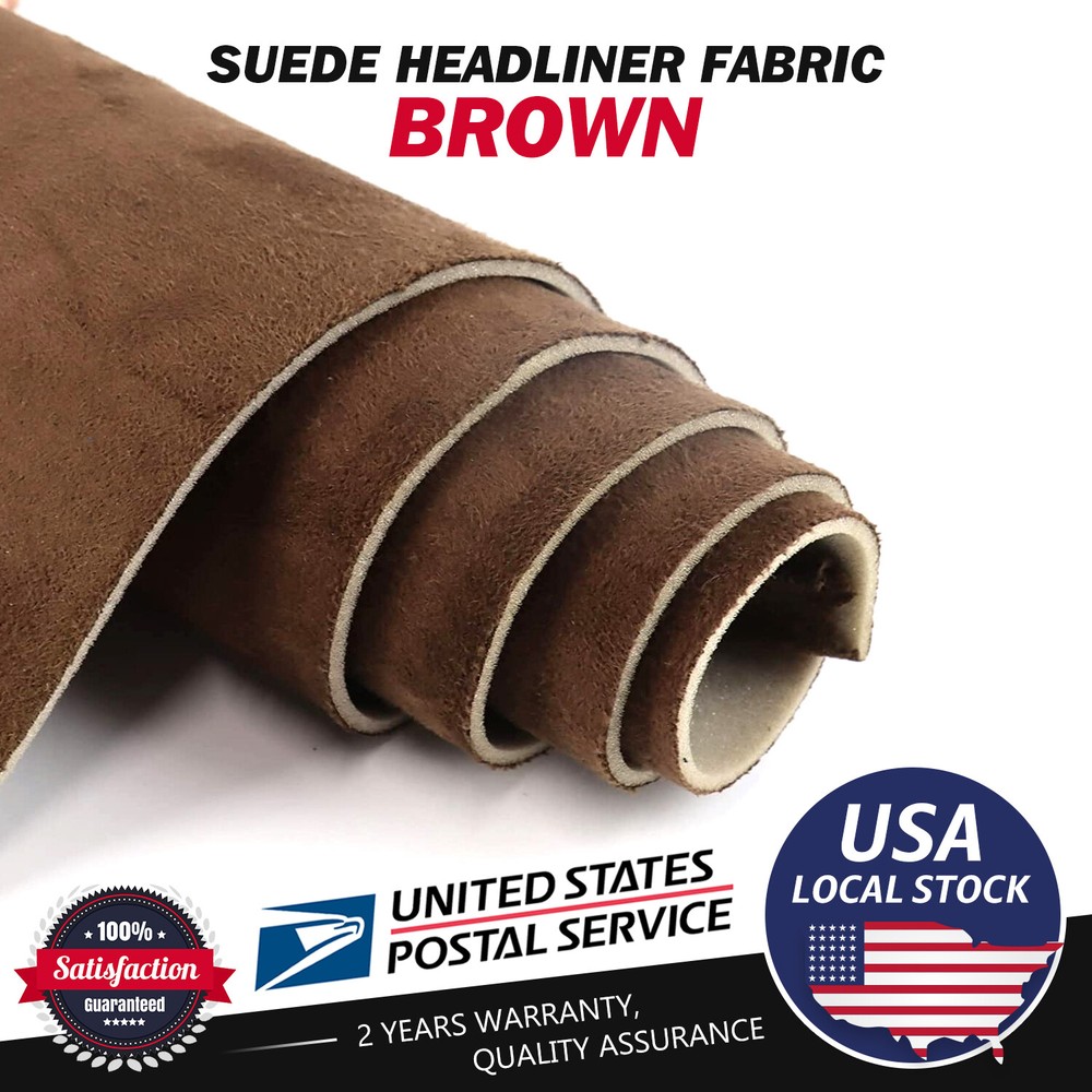 Chocolate Suede Headlining Foam Backed Fabric 60″ Wide Roof Liner Replacement US