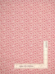 True Red Flower Floral Swirl Leaf Fabric By the Yard White Cotton Santee