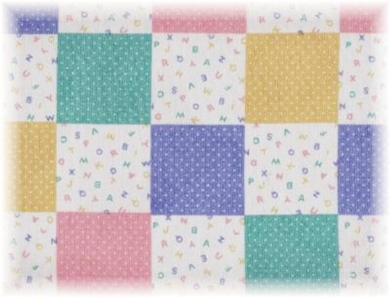 Baby Blocks Fabric ABC Patchwork Pastel Quilt Squares Nursery DIY Sewing BTY