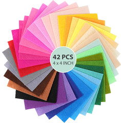42PCS Felt Fabric Sheets 4×4″ Assorted Colors DIY Craft Squares 1mm Thick