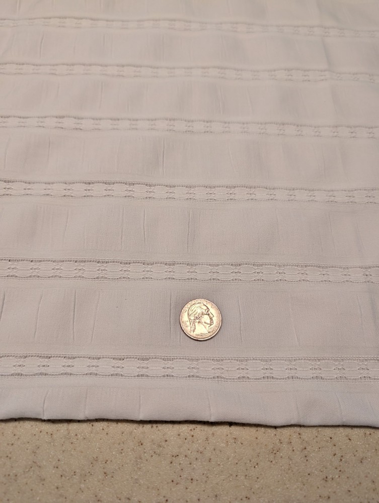 Vintage unique white striped (banded?) shirting fabric 1 yard & 1/8 x 42″ w