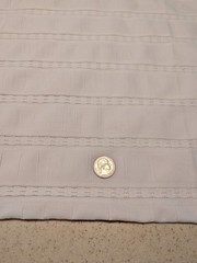 Vintage unique white striped (banded?) shirting fabric 1 yard & 1/8 x 42″ w