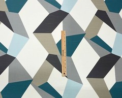 KRAVET URBAN TWIST TEAL GEOMETRIC ABSTRACT MODERN COTTON FABRIC BY YARD 54″W