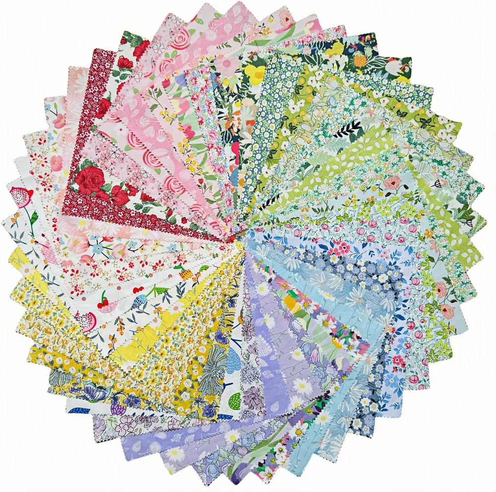 Floral Charm Packs for Quilting 5 Inch, 42Pcs 100% Cotton Fabric Squares 5 X 5 P