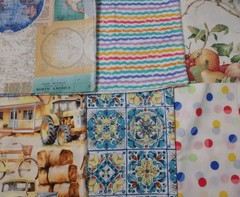 5 lb 1 oz Box of Assorted Fabric Scraps – Kids, Holidays, Varied Prints FSBTB144