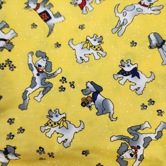 Vtg AvLyn Cotton Quilting Fabric 1.11 Yards 40×44″ Yellow Schnauzer Terrier Dogs