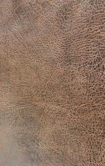Faux Leather Fabric Brown Distressed Vintage Style Pleather PVC Material