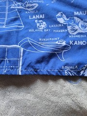 Vintage Hawaiian Islands Cotton Blue & White Fabric Ocean 44″ x 4 yards