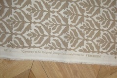 3 yds Stroheim Fabricut Fabric 100% Linen print Cameron Taupe Pillows 52″ x 113″