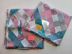 2x 40s 50s Geometric Colorblock Cotton Sewing Fabric 33″w X 1.9. & 1.6yds FLAWS