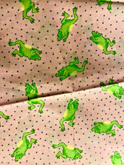 VTG Novelty Leaping FROGS on Pink “Signature Classics” by Oakhurst BTFE