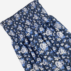 Navy Blue Rose Floral Smocked Cotton Fabric: GIRLS Shirred Material 27 Inch Wide