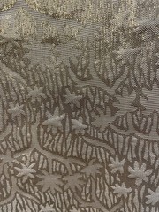 Luxury Silk Gold Lurex Brocade Champagne Tree Motif Fabric By The Yard 44″ Wide