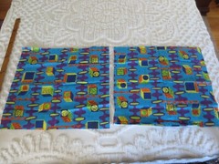 4434. 2 Colorful Blue MID-CENTURY MOD Cotton PILLOW PANELS – 22″ x 20″ ea.