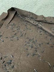 Fabric Lot 2 Yds 34 Ins 58 W Fall Suitings Brown Embroidered Blk Silver Wool