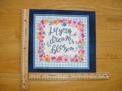 Let Your Dreams Blossom Flowers Cotton Quilt Fabric Block 8 1/4″ x 8 1/4″