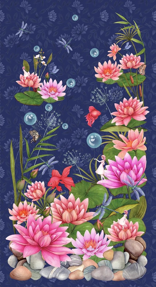 Sapphire Whispers of Pond Life Panel 24 x 44 from Studio E