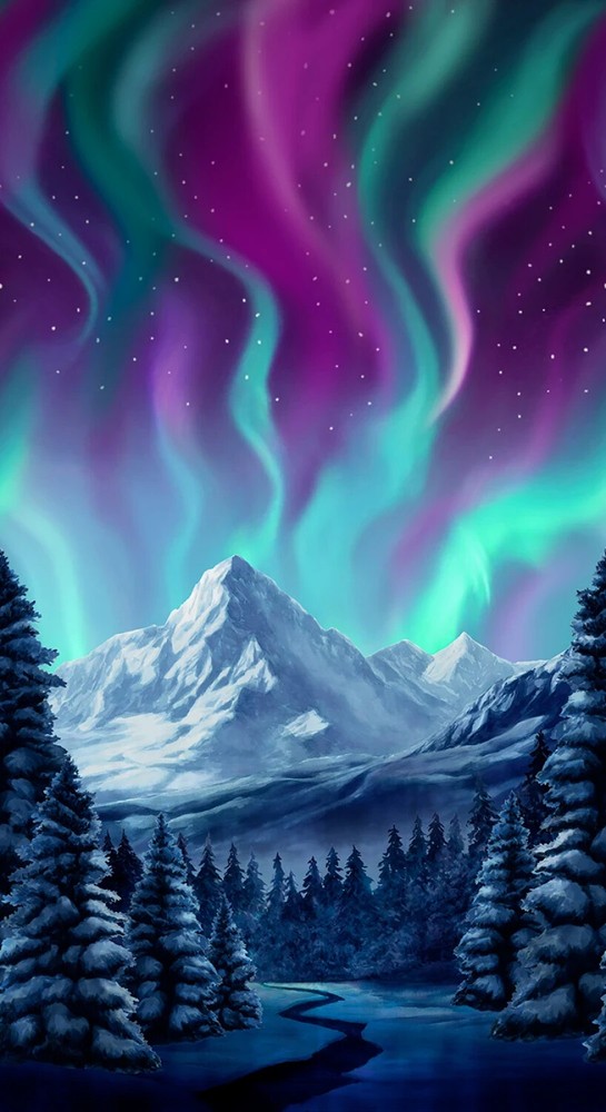 Multi Northern Lights Panel 24″ x 44″ Timeless Treasures BTY 44 Inches Wide
