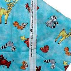 Vtg Red Rooster Forest Friends Fabric Kathy Brown Teachers Pet Cotton 3.3 Yards