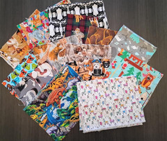 ANIMAL THEMED COTTON FABRIC SCRAPS DOG ELEPHANT WALRUS RACCOON LLAMA 1 LB 12 OZ