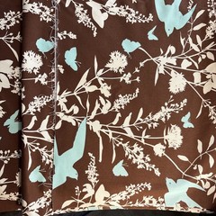 4Yards Fabric Joel Dewberry BUNGALOW SATEEN SWALLOW STUDY / CHOCOLATE #SAJD-022