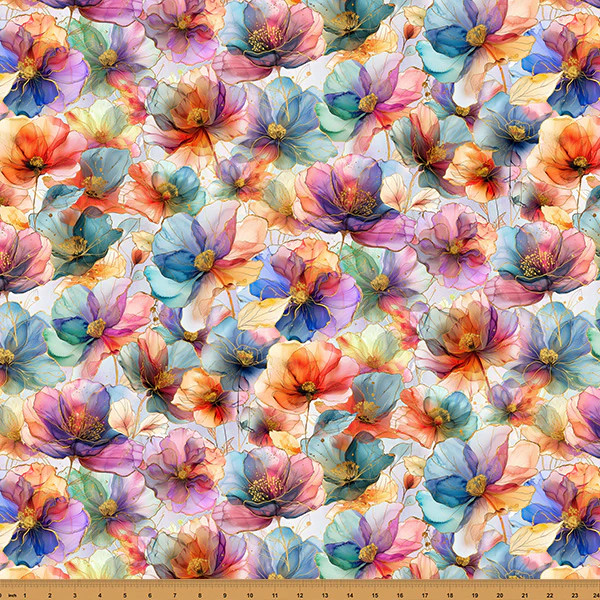 HOFFMAN – Flourish by the Hoffman Designers – Poppies Floral – Multi ,1/4 yard