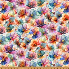 HOFFMAN – Flourish by the Hoffman Designers – Poppies Floral – Multi ,1/4 yard