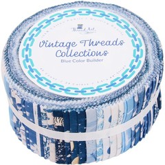 Threadart Blue Prints Jelly Roll 40 Precut 2.5″ Cotton Strips