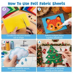 Felt Sheets for Crafts, 12×8 Inch 66 inches, Assorted Colors-12×8-40PCS