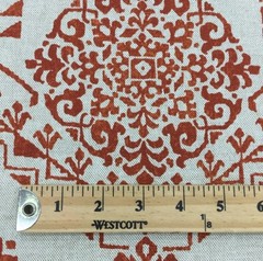 4 Yard Cut of Burnt Orange and Natural Ikat 100% Cotton Home Decor Fabric