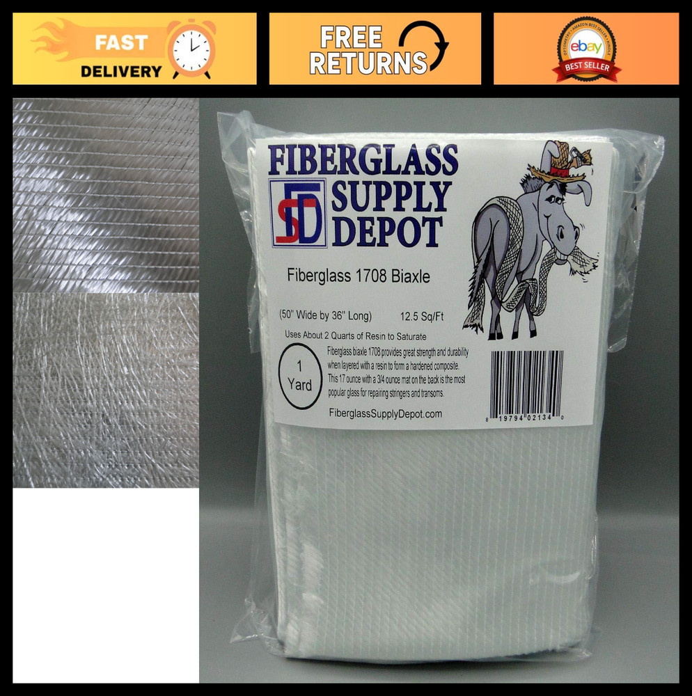 Biaxial Fiberglass Fabric 45/45 DBM – 50″ Wide x 3 Feet Long – Lightweight Mater