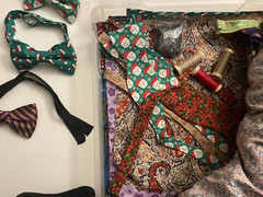 Lot of 29 Handmade Fabric Bow Ties + Fabric & Supplies | Pre-Tied Adjustable