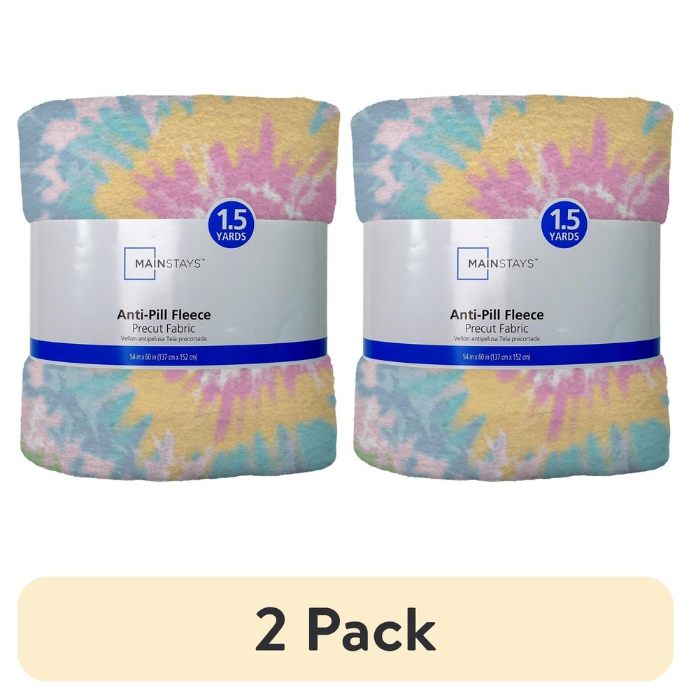 (2 pack 58″ x 1.5 yard Lux Anti-pill Fleece Tie Dye Fabric Precut Multi