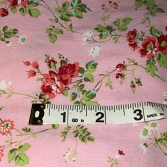 Pink Fabric Pink Maroon White Floral Green Vines 100% Cotton 2-1/2 yds x 43”