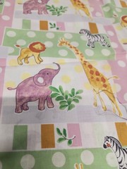 Safari Animals Baby Patch Animals White 100% Cotton Fabric Baby Kids Decor