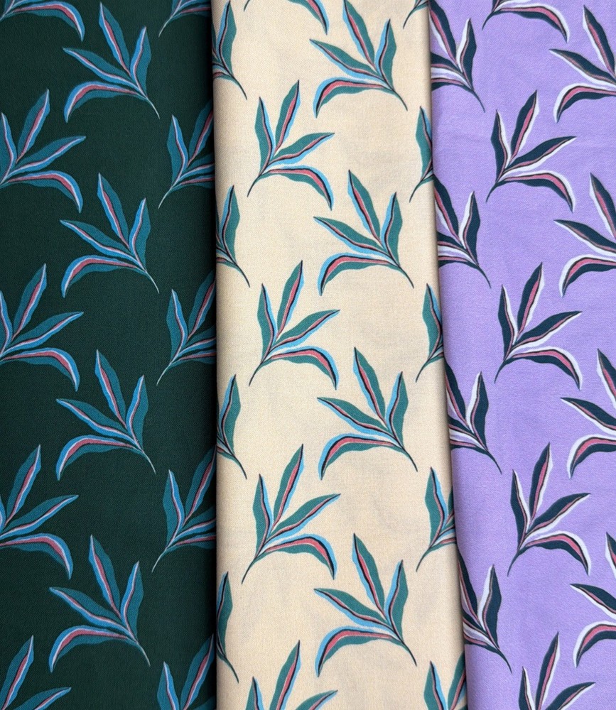 3 yard fabric lot Urban jungle Paintbrush Studios cotton green/yellow/lavender