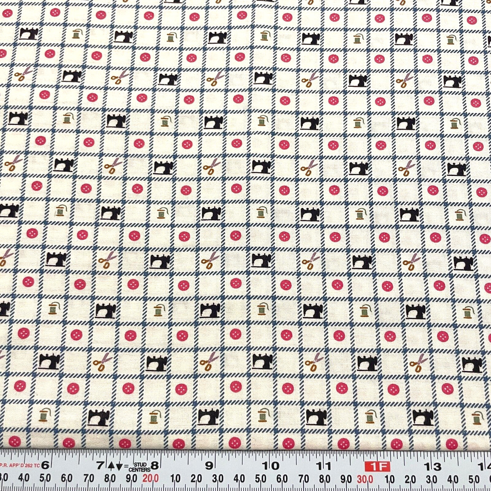 Vintage Sewing Theme Marcus Brothers Textiles Cotton Fabric by the HALF YARD
