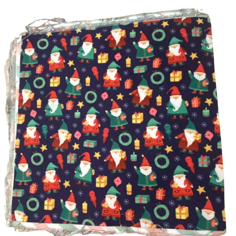 Christmas Holiday Fabric Squares Novelty Classic Prints 9.75″ Sewing Quilting