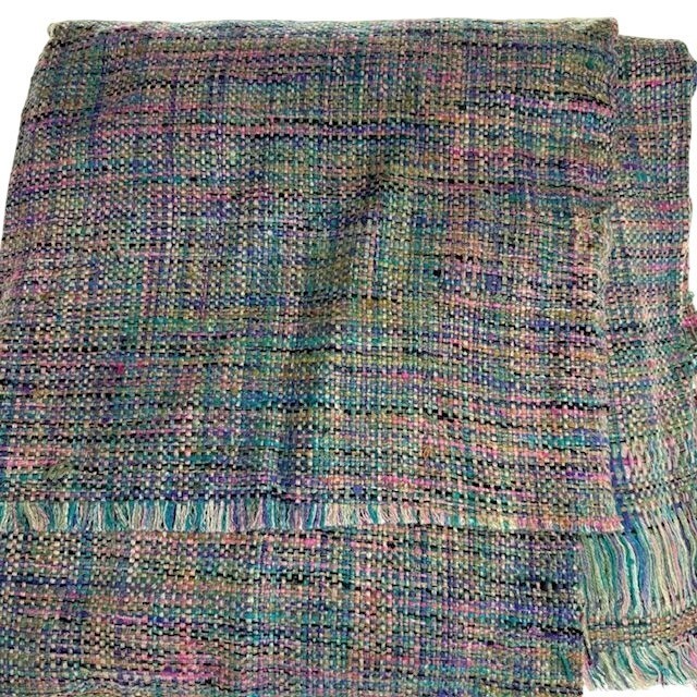 Vintage Fabric Woven Multicolor 42″ x 2 yards Pink Blue Purple DIY Spring Craft
