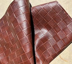 Fabric Upholstery Sample Faux Leather PVC 18″x18″ Woven Pattern Redwood Brown