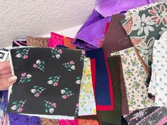 Quilting Cotton Fabric Scraps Lot 4.4 lb + Large Cuts Mixed Prints Solids