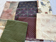 Vintage Fabric Bundle Lot Quilt Upholstery Panel Kids Holidays Silk Mixed 10 lbs