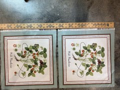 VTG Lot Of 2 Strawberry Cotton Sateen Fabric Pillow Panel Uncut Botanical