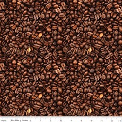 Coffee Time Coffee Beans Brown 100% Cotton Quilting Fabric by the Yard