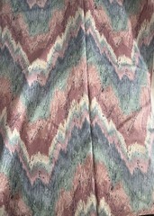 VTG 80s Stanley King Chevron Flame Fabric Screen Print Blue Pink Green 56 X 82